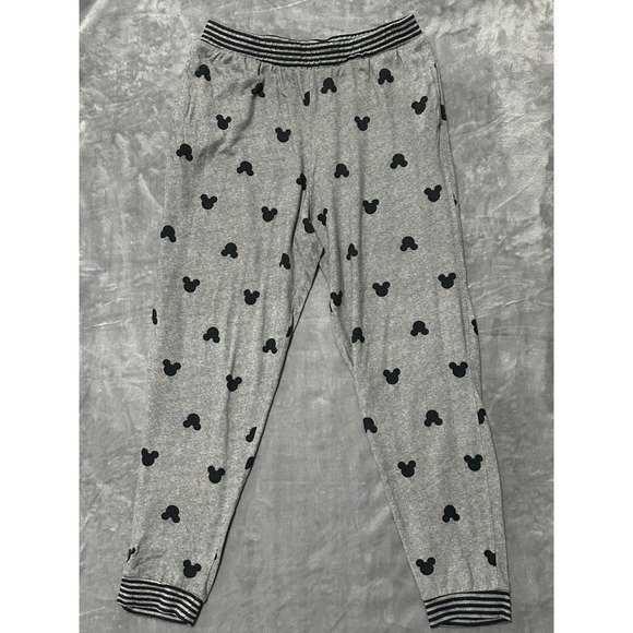 Disney Mickey Mouse Lounge Set Gray Black Pajamas 2 Piece Joggers Large - Picture 10 of 12